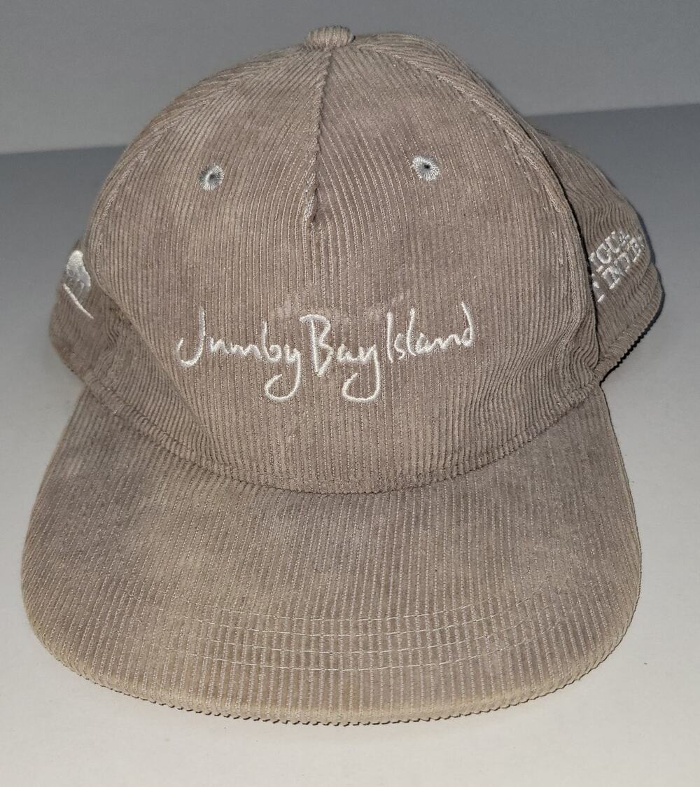 Jumby Bay Island Antigua West Indies Gray Corduroy Snap Back Embroidered Hat Cap